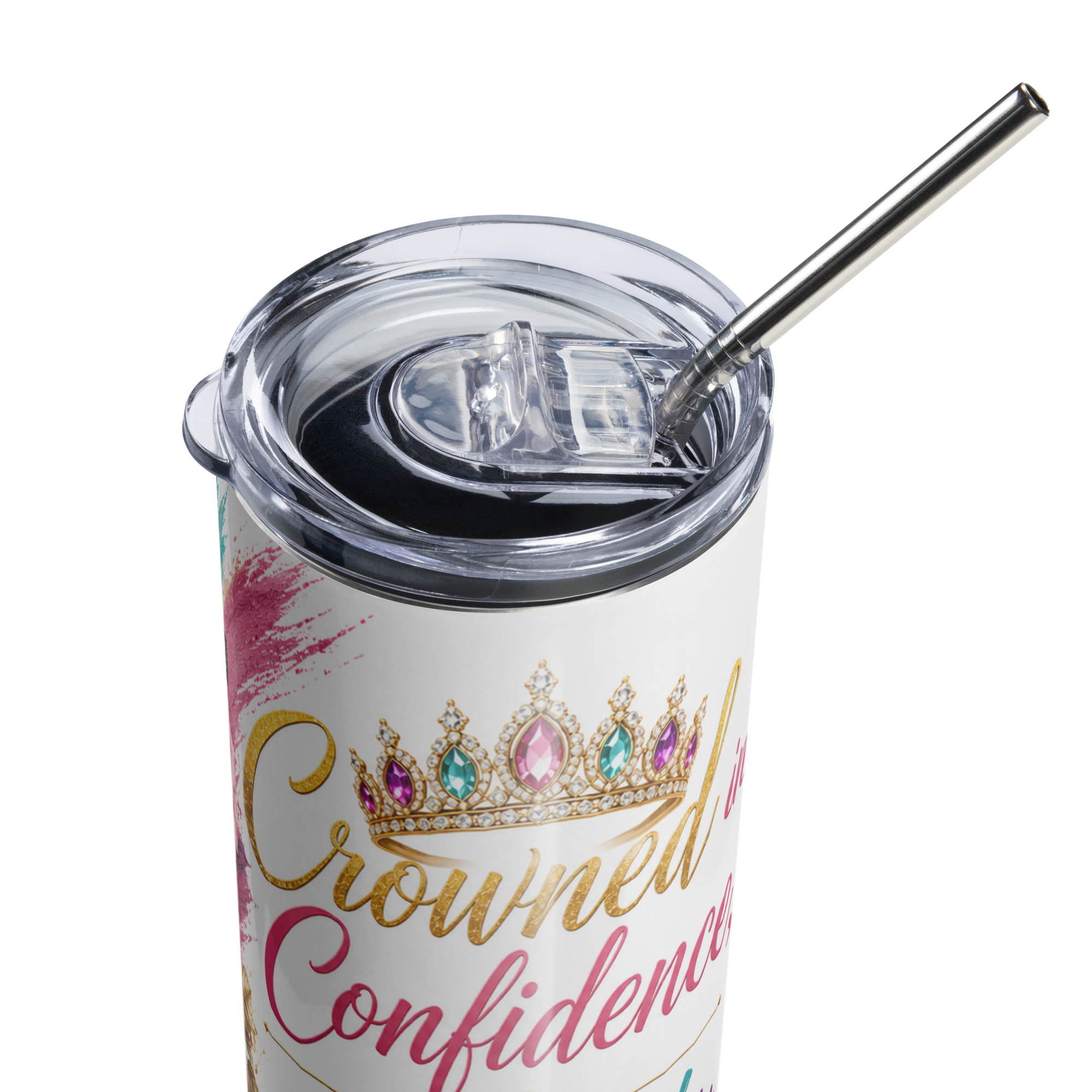 ✨ Crowned in Confidence, Wrapped in Redemption™ Skinny Tumbler ✨ - Image 8