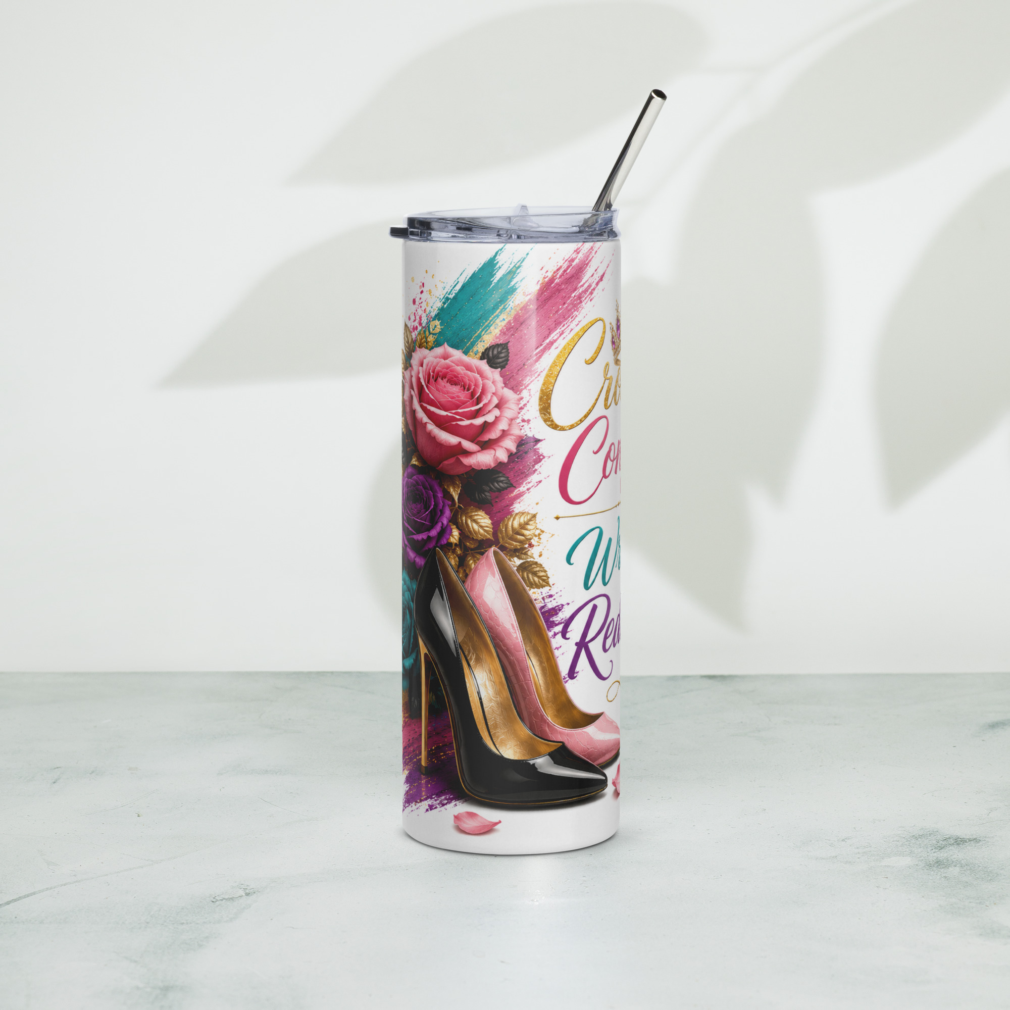 ✨ Crowned in Confidence, Wrapped in Redemption™ Skinny Tumbler ✨ - Image 4